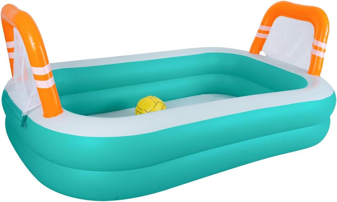 DIMAR GARDEN Inflatable Swimming Pool, Outdoor Rectangular Volleyball Game Pool (Max 101.5x67x19.53 Inch)