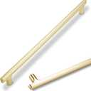 10 Pack Brushed Brass Cabinet Pulls 10 Inch Hole Centers Kitchen Cabinet Handles Zinc Alloy Gold Drawer Pulls Solid Cabinet Hardware