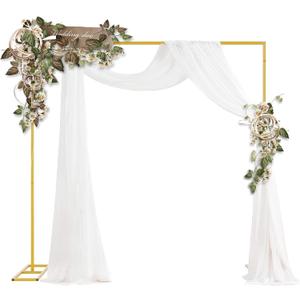 8FT Wedding Arch Round Backdrop Stand Gold Metal Circle Balloon Arch Frame Stand with Base for Wedding Ceremony Birthday Party Bridal Shower Anniversary Candy Tables Christmas Decoration