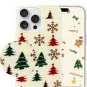 Jusy Cute Christmas Case for iPhone 16 Pro Max, Cute Aesthetic Christmas Tree Pattern Phone Case, Soft TPU Protective Phone Cover for Women Girls - Beige
