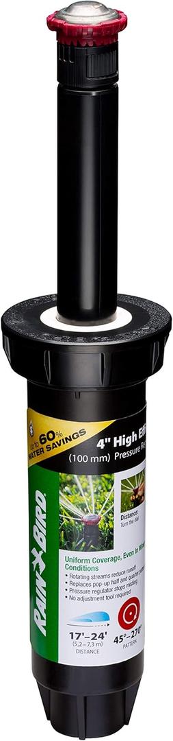 Rain Bird 22SAPROPR Pressure Regulating (PRS) High-Efficiency Pro Rotary Sprinkler, Hand Adjustable 45- 270 Pattern, 17' - 24' Spray Distance, 4" Pop-up Height