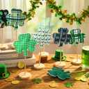 2 x Bucherry 8 Pack St Patricks Day Fabric Tall Standing Shamrocks Block Set Hearts Table Centerpiece Wood Sign St Patricks Day Standing Blocks Tiered Tray Decoration for Farmhouse Home Office