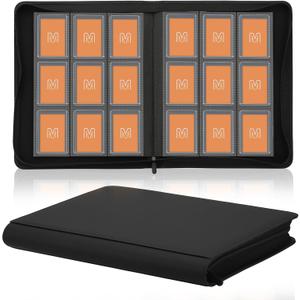 Toploader Binder,Trading Card Binder Storage Hold up 288 Cards 9-Pocket Top Loader Binder with Sleeves for 3"x4" Rigid Toploaders Hard Cases (Black)