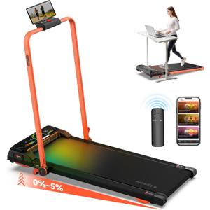 Walking Pad Treadmill with Incline,Treadmills for Home and Office,340 Lb Capacity,4 in 1 Portable Under Desk Treadmill with Remote Control,Large LED Display (Black gold)