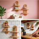 2PCS, Boho Shelves, Arched wall Shelf, Floating Shelf for Home Decor, wall Display for vases (Beige)