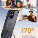 Compatible with iPhone 17 Case, with 360 Magnetic Stand [Compatible with MagSafe] [Military Drop Protection] Shockproof Translucent Matte Case for 17 6.3 Inch, Black