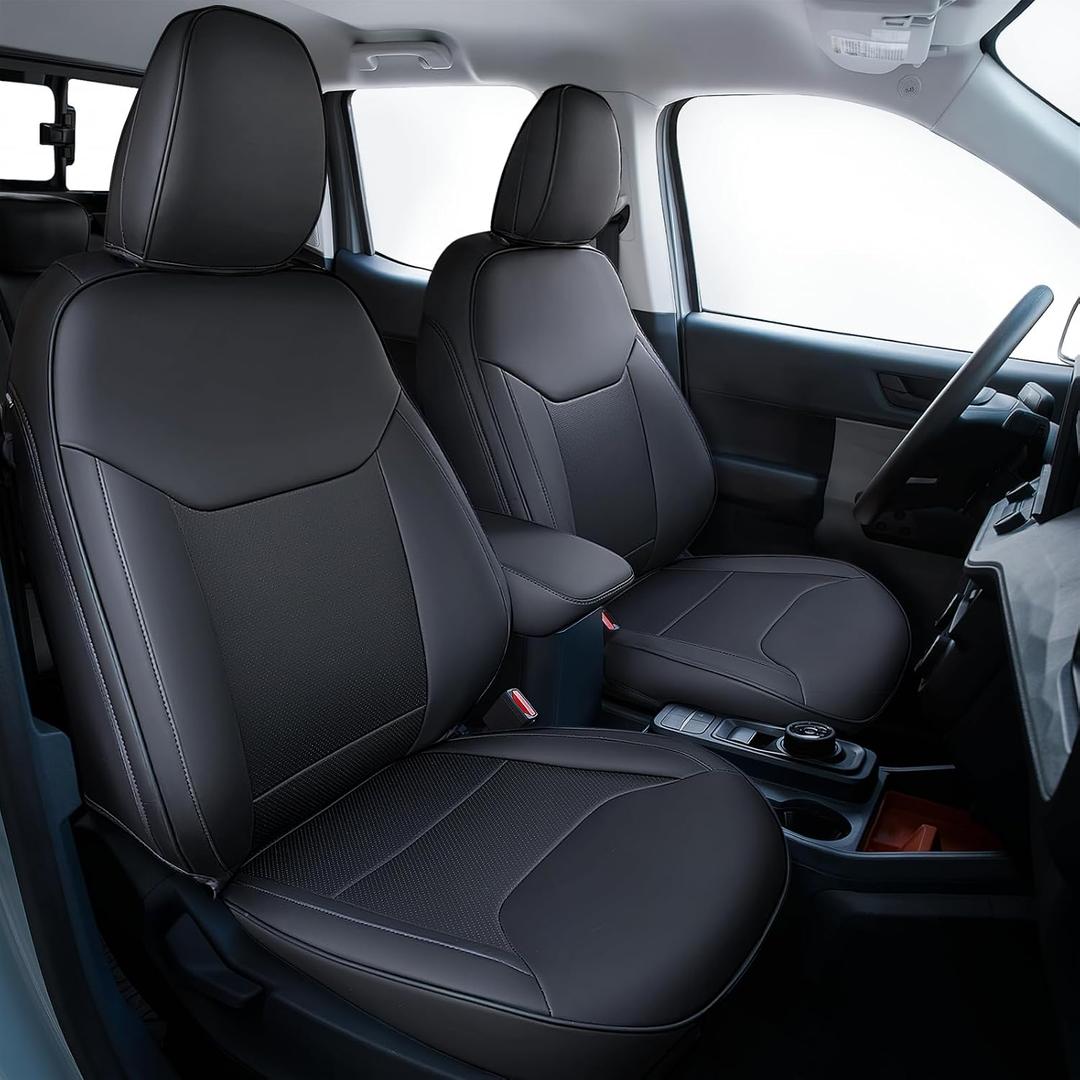 Carlimeki Leather Seat Covers Custom Fit for Maverick 2022-2026, Compatible with XL, XLT, Lobo, Lariat, Tremor Model - Armrest Covers Included - Faux Leather, Fully Covered, Fit Like a Glove