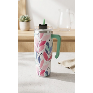 Spring Flowers Art Light Color Vacuum Insulated Tumbler with Lid 40 oz Water Bottle Reusable Coffee Travel Mug Spill Proof Leak Proof for Water, Iced Tea or Coffee