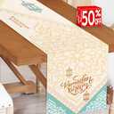 OLEEK Ramadan Table Runner 88x13in- Ramadan Decorations for Home 2026 - Ramadan Mubarak Table Runner- Ramadan Runner - Ramadan Decor - Ramadan Table Decor - Ramadan Gifts زينة رمضان كريم ديكور