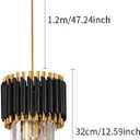 Crystal Chandelier Gold Pendant Light Fixtures Modern Crystal Pendant Light for Kitchen Island D7.5'' Black and Gold Chandelier for Dining Room Bedroom Living Room Hanging Light with a Bulb