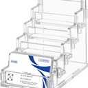 peacoblue Business Card Holder for Desk with 5 Slots(About 300 Cards), 5 tier Acrylic Card Display Stand for Office, Exhibition and Workplace to Organize Multiple Cards