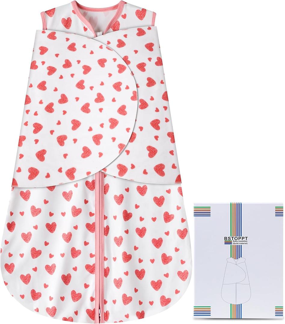 Newborn Sleep Sack Baby Swaddle,Swaddle me 0-3 Month,3-Way Adjustable Wearable Blanket,100% Rayon Cotton Swaddling Sleeping BagTOG 0.5 (Love, 0-3 Months)