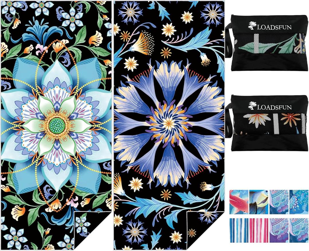 2 Pack Microfiber Lightweight Oversized Beach Towel, Extra Large 71"x32" Quick Dry Absorbent Sand Free Towels for Travel Swimming Pool Camping Sports for Adults Beach Vacation Essentials