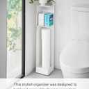 Yamazaki Home Tower Supplies Organizer-Slim Rolling Bathroom Storage, Toilet Paper Stocker with Adjustable Shelf - Steel -