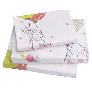 J-pinno Cute Cartoon Rabbit Bunny 100% Cotton 3 Pieces Twin Sheet Set for Kids Girls Children Flat Sheet + Fitted Sheet + Pillowcase Bedding Decoration Gift Set