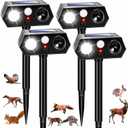 4Pack New Sonic Fortress Pro Solar Deer Repellent Devices with LED Strobe Ultrasonic Animal Repellent Raccoon Deterrent Outdoor Motion Activated Cat&Squirrel Repellent to Keep Deer Out of Garden&Yard