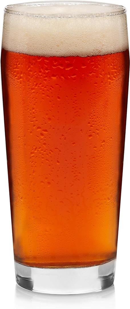 Libbey Craft Brews Craft Pub Glasses Set, Elegant, Curvy Style Beer Glasses Set of 4, Dishwasher Safe Pilsner Beer Glasses for Light Beers and Stouts (Pub Glasses (20 oz))