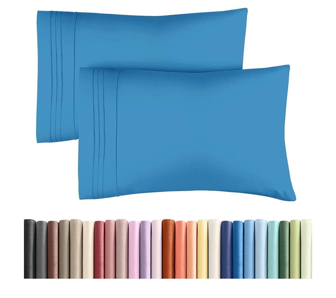 King Pillow Cases Set of 2 - Ultra Soft Hotel Quality Pillowcase Covers - Comfy, Cozy & Wrinkle Free - Shrinkage, Stain & Fade Resistant - Machine Washable Pillow Protectors - 2 Piece Set - Denim Blue