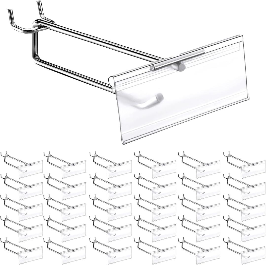 Thyle 50 Pcs Metal Scan Hook with Label Holder for 1/8" to 1/4" Pegboard, Peg Board Hooks with Price Tag, Pegboard Wall Accessories, Metal Hooks for Home Garage Retail Display Supplies (6 Inch)