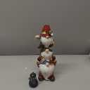 Twinbling Garden Gnome Statue with Solar Lights Garden Sculptures Funny Triple Gnome Outdoor Patio Lawn Yard Balcony Home Decor Birthday Gift for Mom Woman Grandma 12 in Mothers Day Gnomes 