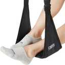 Airplane Footrest with No Feet Clashing Support Design, Portable Travel Foot Hammock, Memory Foam Plane Foot Rest to Relieve Feet Soreness - Long Flights Essentials (All-black)