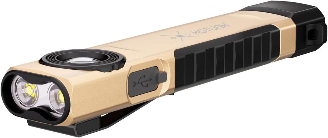 Rechargeable Flashlight Magnetic - 700 Lumens LED Flashlight with Clip Design, Flat Flashlight for Car Repairing/Camping/Emergency