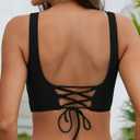 Women Twist Front Bikini Sets Two Piece Swimsuit Criss Cross Tie Back Bathing Suit (Black, L)