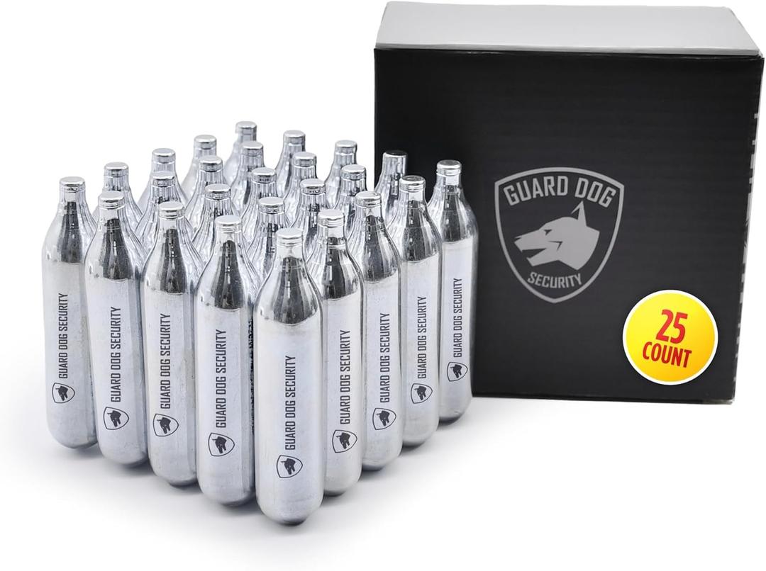 Guard Dog Security 12 Gram Co2 Cartridges, Non-Threaded, CO2 cartridges BB Gun, CO2 BB Pistol, CO2 Airsoft Pistol, and CO2 Paintball Markers, Snug fit, Solid Seal