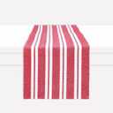 PurpleEssences Double Stripe Ribbed Woven Table Runner Dining Room Boho Farmhouse Decor - Spring Easter Summer - 14 x 90 Inch - Red and White