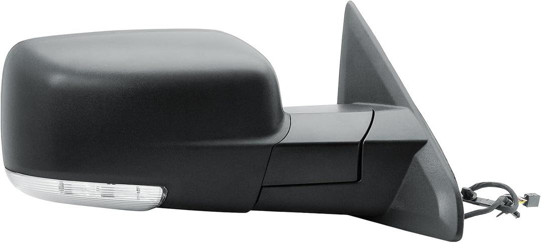 Passenger Right Side Door Mirror Electric Heated Glass Power Folding Textured Back Cover with Turn Signal Light and Puddle Light for Ram 1500 2500 3500 2009-2019, 1500 Classic 2019-2024, Standard