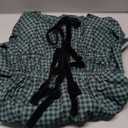 Women Plaid Maxi Dress Long Puff Sleeve Square Neck Flowy Boho Dress Bow Tie Smocked Fall Dresses (Small, Green)