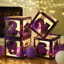 Woanger 44 PCS Graduation 2026 Box Decoration - Congrats Grad Party Box Set with LED Light Strings & Balloon Proud of You Party Supplies for Class of 2026 School College(Purple)