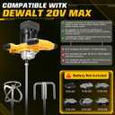 1000W Concrete Mixer 6-Speed M14 for Dewalt 20V 2 Paddles Tool