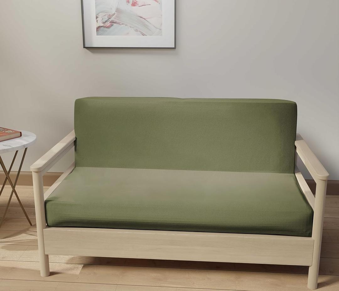 Futon Covers Full Size, 100% Cotton Slipcovers, Full Size Mattress Cover for Futon Sofa Bed, Foldable Armless Sofa Cover, Zippered Couch Cover - Olive Green Futon Covers Full Size, 100% Cotton Slipcovers, Full Size Mattress Cover for Futon Sofa Bed, Foldable Armless Sofa Cover, Zippered Couch Cover - Olive Green