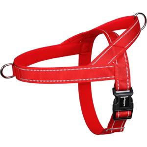 rabbitgoo Dog Harness No Pull, Quick Fit for Large Dogs with Soft Padded Handle, Chest Adjustable Reflective Pet Vest, No Choke Escape Proof for Walking Training, Red L