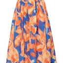 GRACE KARIN Women's 2025 Summer Maxi Dress Floral Tie Front Spaghetti Strap Casual Boho Beach Flowy Sundress with Pockets (Small, Orange Blue Floral)