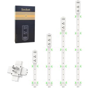 Outlet Extender Stick 9-45" Adjustable, Wall Power Extension Electrical with USB-C, 2 USB-A & 2 AC Outlets, 360 Rotating Plug Extender for Behind Bed, Nightstand, Couch