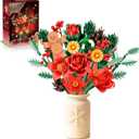 Christmas Flowers Bouquet Building Set, Xmas Botanical Collection Compatible with Lego Flowers for Home Living Room Christmas Decor, Xmas Gift for Grandkids & Teens, 865 PCS