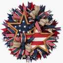 America's 250th Wreath, 15.7" Rustic Wood Star Door Hanger for July 4th Decor