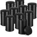 6 Pcs Black Metal Tea Tin Canister with Airtight Double Lids, 16 oz Round Kitchen Container for Loose Tea, Coffee, Sugar, Candy and Spices