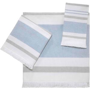 IZOD - Towels, 3pc Striped Towel Set, Soft & Absorbent Cotton, Dorm Room Essentials (Clubhouse Collection, Blue)