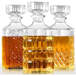 3 Pack Whiskey Decanters, 33.8oz Decanter Set for Men Glass Decanters Creative Presents for Man, Home Bar Decorations (Hyaline)