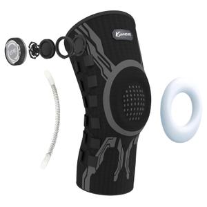 Kuangmi Knob Knee Brace for Pain Relief, Knee Support with Patella Gel Pad & Side Stabilizers, Compression Knee Sleeve for Workout, Arthritis, Joint Pain, Meniscus Tear (Black, Right, X-Large, Single)