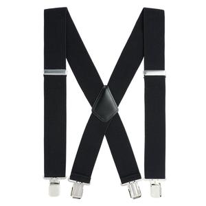 Suspenders for Men and Women - 2 Inch Wide X-Back Adjustable Elastic for Work, Heavy Duty (Black)
