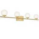 YHTlaeh New Bathroom Vanity Light Fixtures Brushed Brass Milk White Globe Glass Shade 4 Lights Modern Wall Bar Sconce Over Mirror