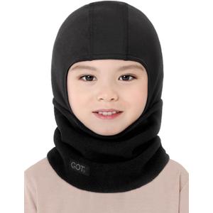 GOT Sports Kids Balaclava Ski Mask - Winter Fleece Neck Warmer with Helmet Liner Hood for Boys Girls (Ages 3-6) (Black)