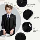 Visaccy Boys Formal Suit Slim Fit Dress Clothes Ring Bearer Outfit Tuxedo Suits,Adjustable Waist (Black) 14Y