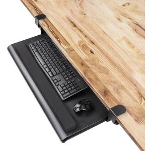 EHO Large Ergonomic C-Clamp Keyboard Tray Mount Under Desk with Wrist Rest, Slide-Out Platform 27.5x12.2 inch, Pull Out Keyboard & Mouse Tray Save Space Easy Installation for Home or Office, Black (27.5 inch)