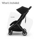 UPPAbaby Minu V3 Travel Stroller - Lightweight + Compact Design - One-Hand Fold + Unfold - from Birth + Overhead Compatible - James (Black/Carbon Frame/Black Leather)