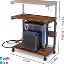 Height Adjustable Computer Tower Stand with Charge Station and USB Charging Port, 2-Tier ATX-Case Cart, Under Desk Mobile PC Stand, CPU Holder Cart with Locking Caster Wheels for Fits Most PC, 25.2"